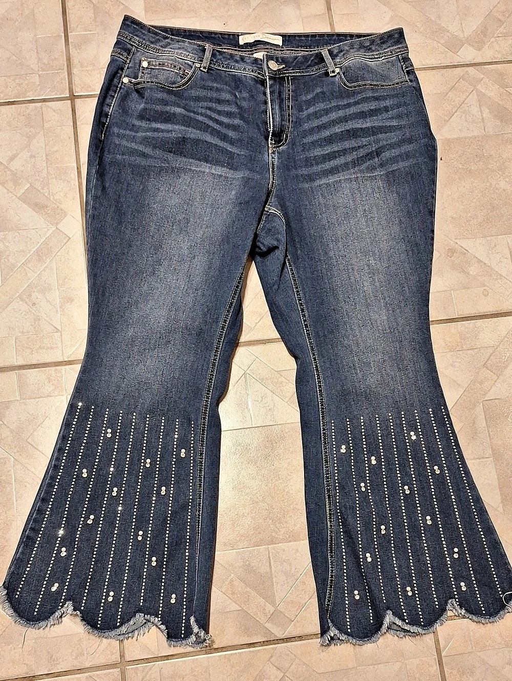 Est. 1946 Denim Embellished Flare Jeans Blue Size 18WP